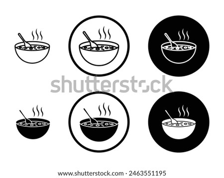 Soup line icon set. hot soup bowl with spoon symbol. Asian Chinese soup icon suitable for apps and websites UI designs.