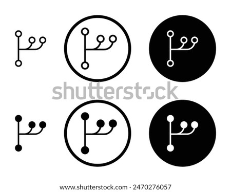 Code branch vector icon set. merge data request symbol. route code icon suitable for apps and websites UI designs.