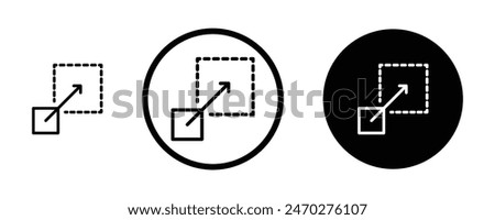 Resize icon set. upscale streamline screen vector button. scalable big size window sign. maximize or extend image vector icon. scale full screen button sign suitable for apps and websites UI designs.