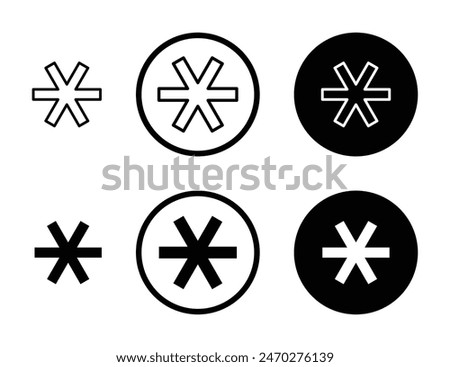 Asterisk vector icon set. password or passcode asterisk icon suitable for apps and websites UI designs.