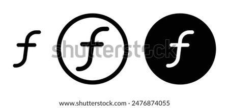 Florin black filled and outlined sign set black filled and outlined icon set