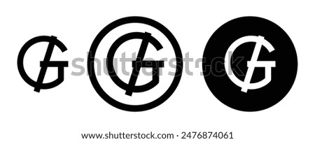 Guarani black filled and outlined sign set black filled and outlined icon set
