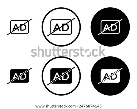 No audio description black filled and outlined icon set