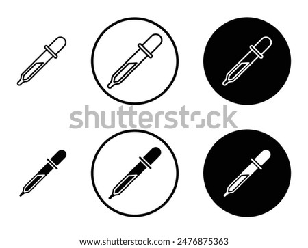 Eye dropper half black filled and outlined icon set