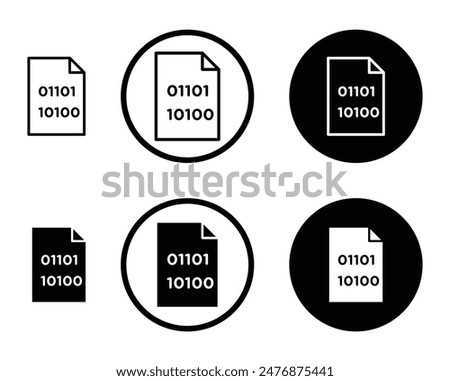 File Binary black filled and outlined icon set