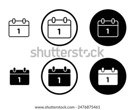 Calendar day black filled and outlined icon set