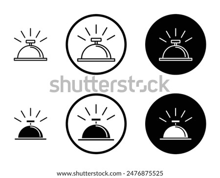 Bell concierge black filled and outlined icon set