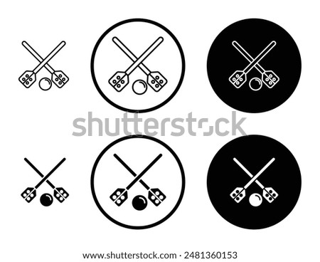 Broom-ball thin line vector icon set.