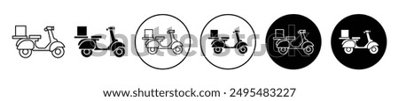 Food delivery thin line vector icon set.