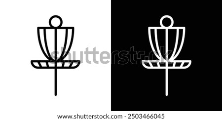 Disc golf thin line vector icon set.