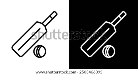 Cricket thin line vector icon set.