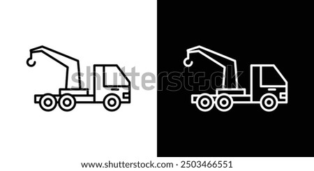 Car crane thin line vector icon set.