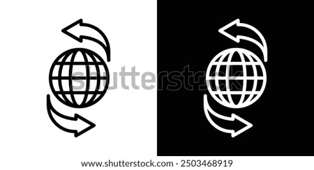 Import export thin line vector icon set.