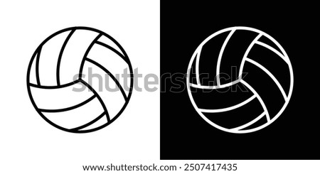 Volleyball ball thin line vector icon set.