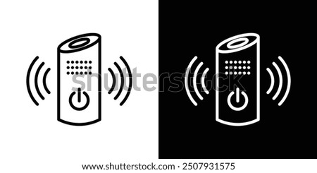 Smart speaker thin line vector icon set.