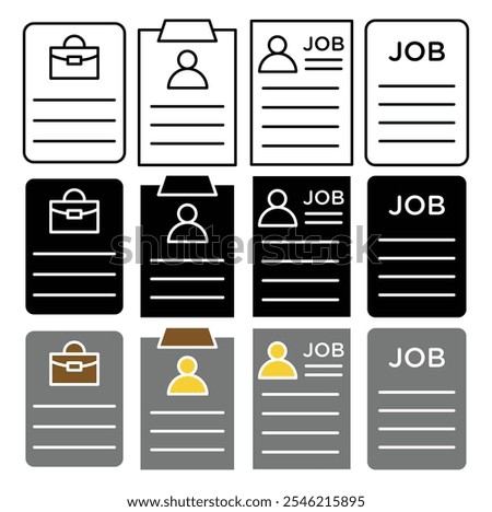 Job description vector icon collection. vector illustration set.