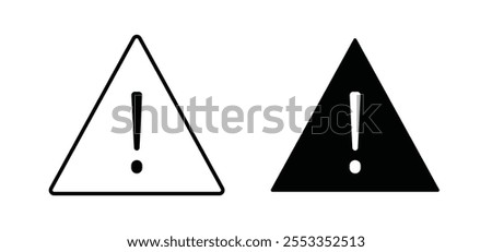 Warning triangle icons in black filled and outlined style