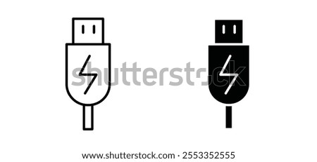 Usb icons in black filled and outlined style