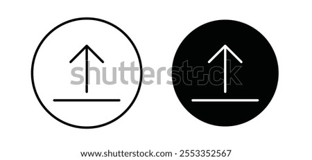 Upload arrow icons in black filled and outlined style