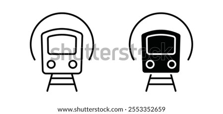 Subway icons in black filled and outlined style