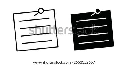 Sticky note icons in black filled and outlined style