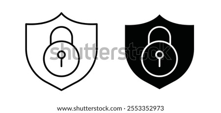 Shield lock icons in black filled and outlined style