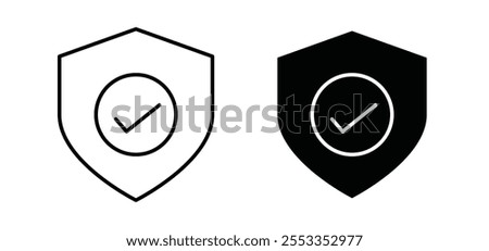 Shield check mark icons in black filled and outlined style