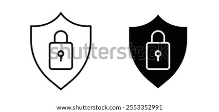 Security lock icons in black filled and outlined style