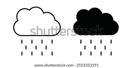 Rain icons in black filled and outlined style