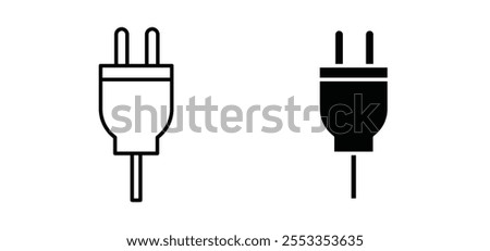 Plug adapter icons in black filled and outlined style