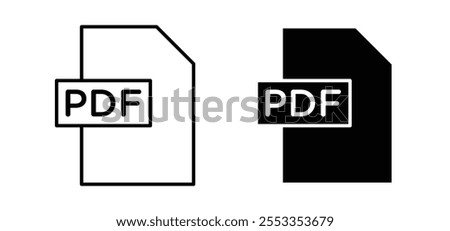 PDF file icons in black filled and outlined style