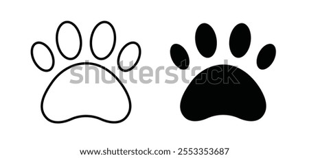 Paw icons in black filled and outlined style