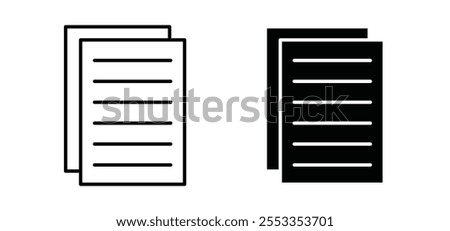 papers icons in black filled and outlined style