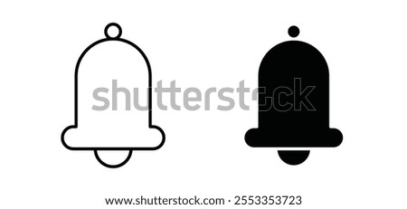 Notification bell icons in black filled and outlined style