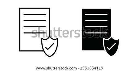 Insurance policy icons in black filled and outlined style