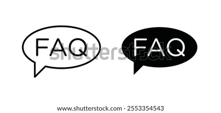 FAQs icons in black filled and outlined style