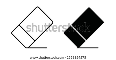 Eraser icons in black filled and outlined style