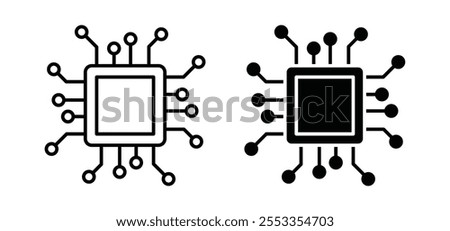 Computer science icons in black filled and outlined style