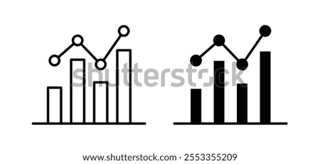 Chart icons in black filled and outlined style