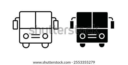 Bus icons in black filled and outlined style