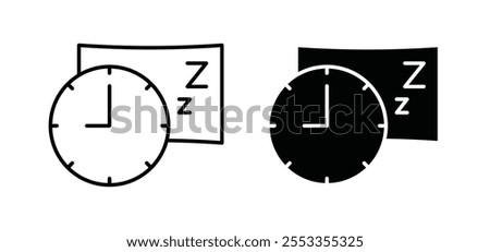 Bedtime icons in black filled and outlined style