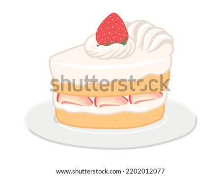 sponge cake strawberry  cream sweet pleat