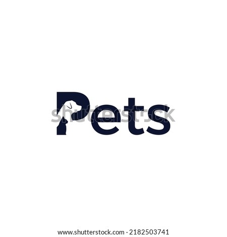 Letter P And Dog Head Logo Design Vector. Home pets Logo dog cat design vector template Linear style. Animals Veterinary clinic Logotype concept outline icon.