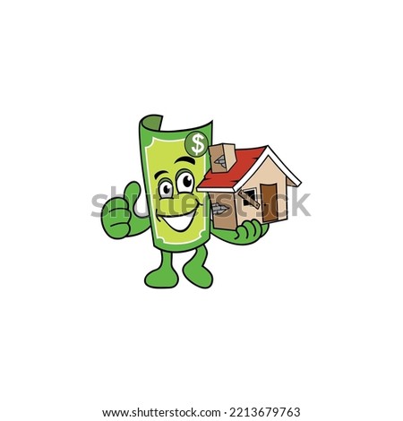 Cartoon Money home shape Icon Logo Design Element. Dollar and book icon with logo, 