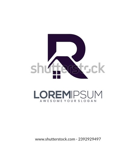 Abstract letter R Home logo design template. Premium nominal monogram business sign. Universal foundation vector icon. Shield Secure Safe with Initial R logo design inspiration