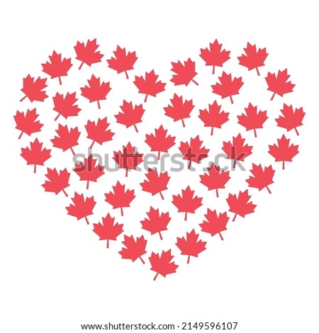 Maple Leaf Heart Flat. High quality vector