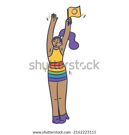 Girl Intersex Flag Color Stroke. High quality vector