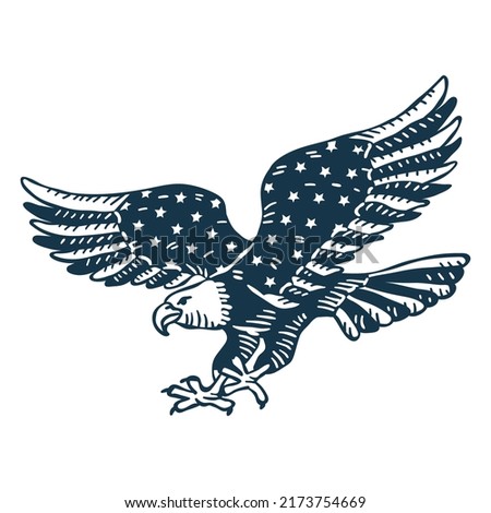 Eagle American Flag Filled Stroke Badge. High quality vector