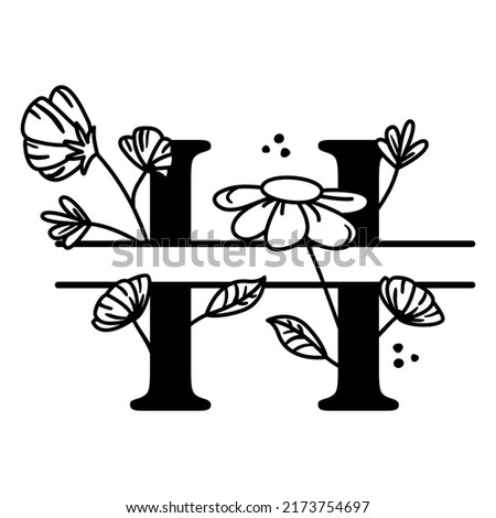 Floral Split H Monogram. High quality vector