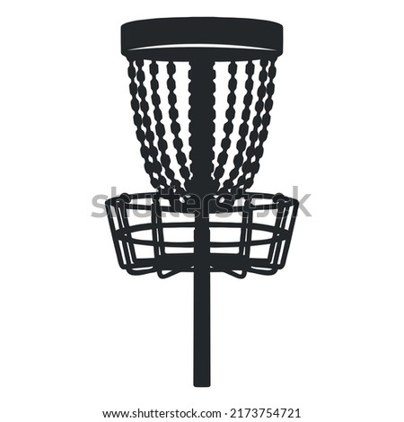 Disc Golf Frisbee Basket Silhouette. High quality vector